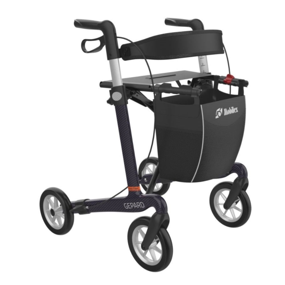 Mobilex Gepard Carbon Rollator Paars: Lichtgewicht, Compact & Comfortabel voor Actieve Mobiliteit